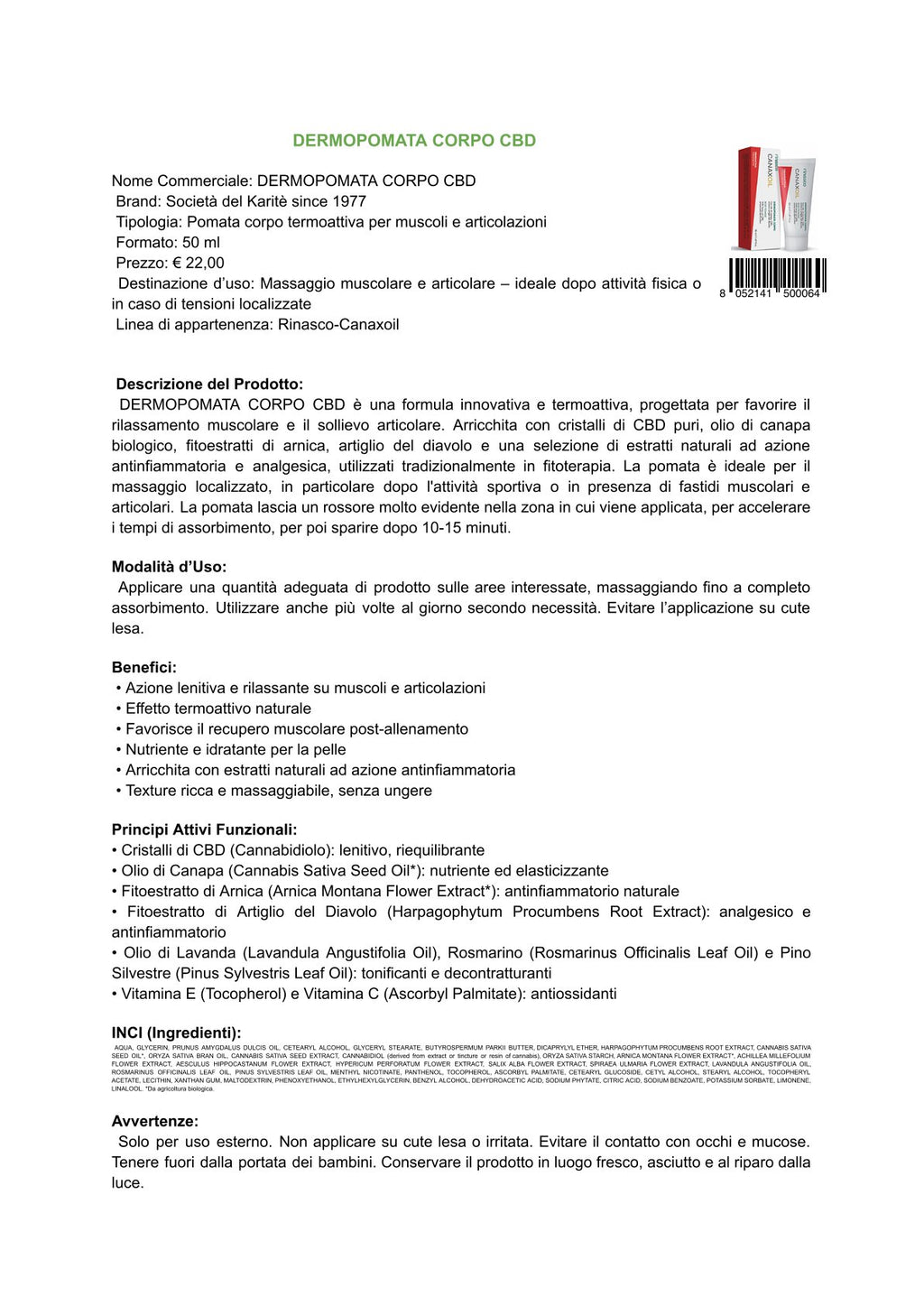 Rinasco Canaxoil - Dermopomata corpo (50 ml)