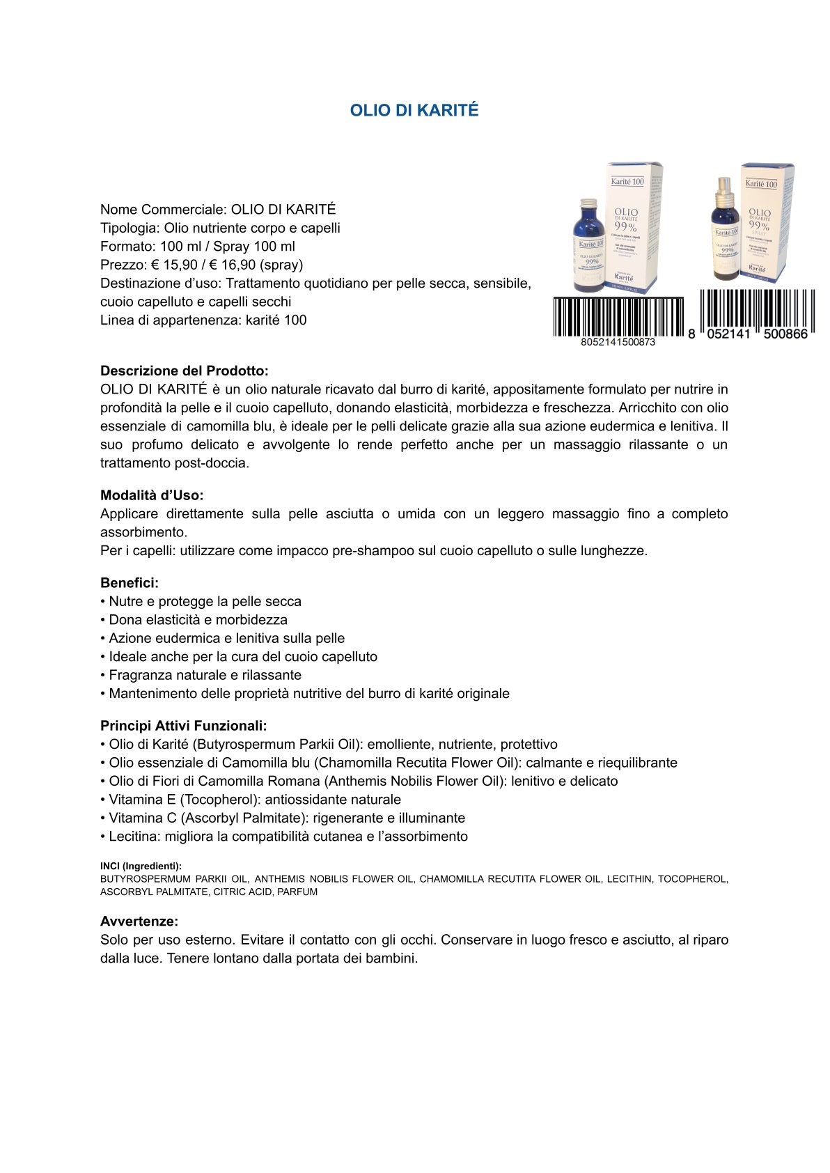 Karité 100 - Bagnodoccia energizzante e Olio di karitè