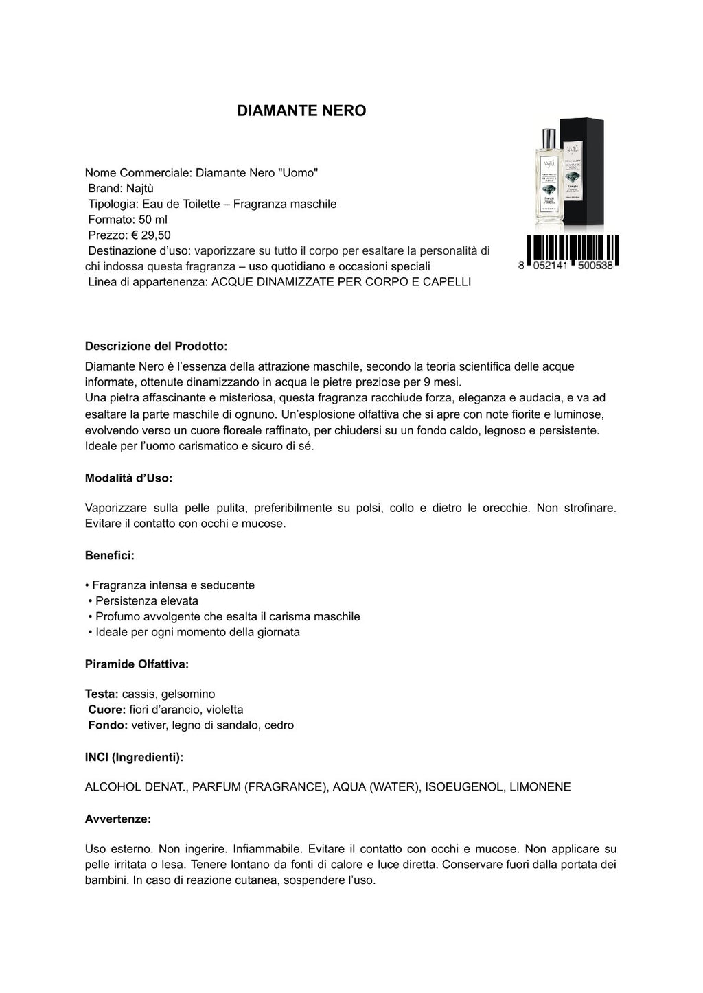 Najtù Diamante Nero - Eau de toilette (50 ml)