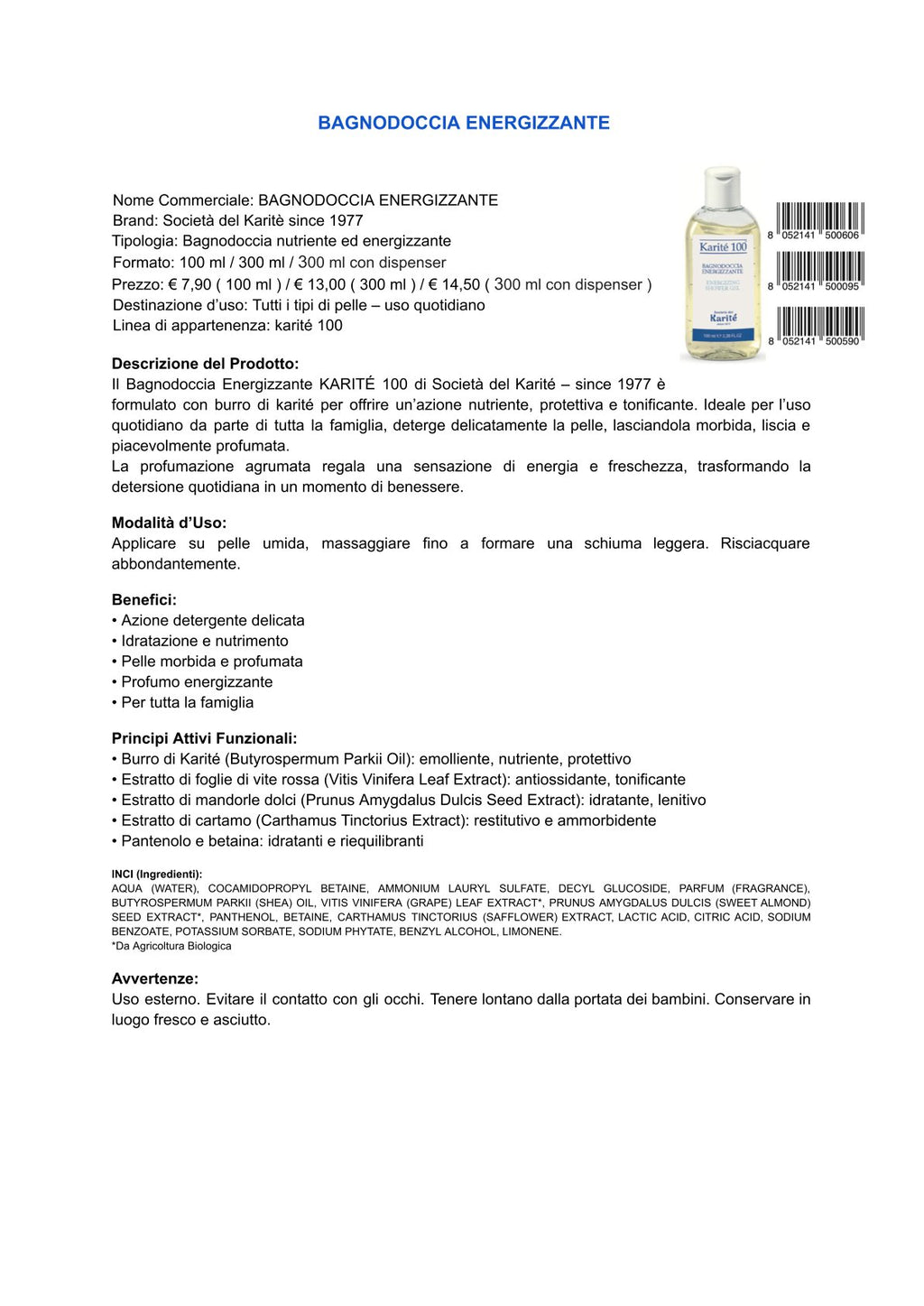 Karité 100 - Bagnodoccia energizzante e Olio di karitè