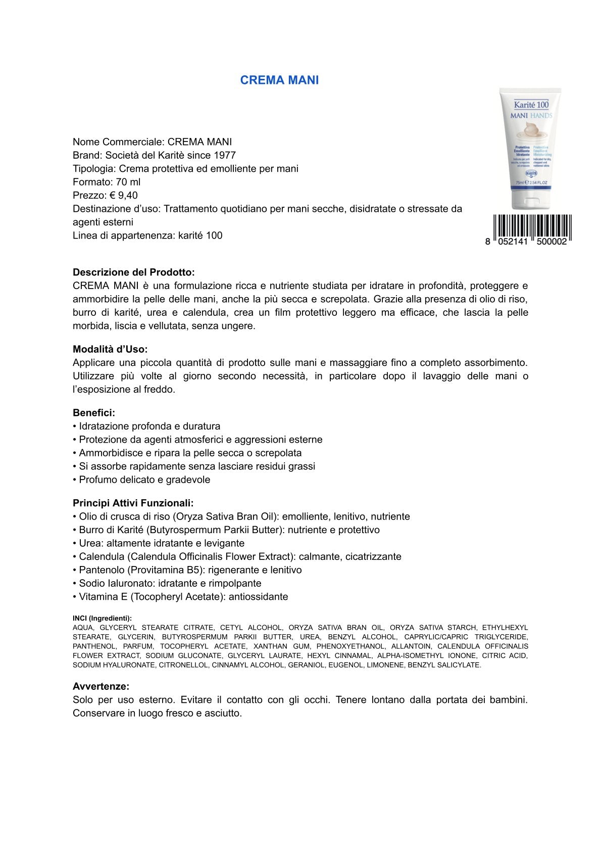 Crema Mani Karite' 100 E Stick Labbra