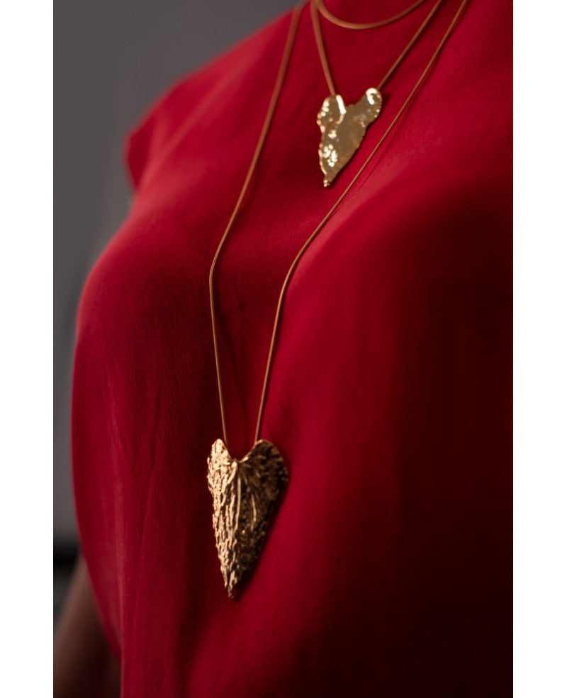 COLLANA CON CIONDOLO DI FOGLIA DI RADICE DI LUCE 85cm