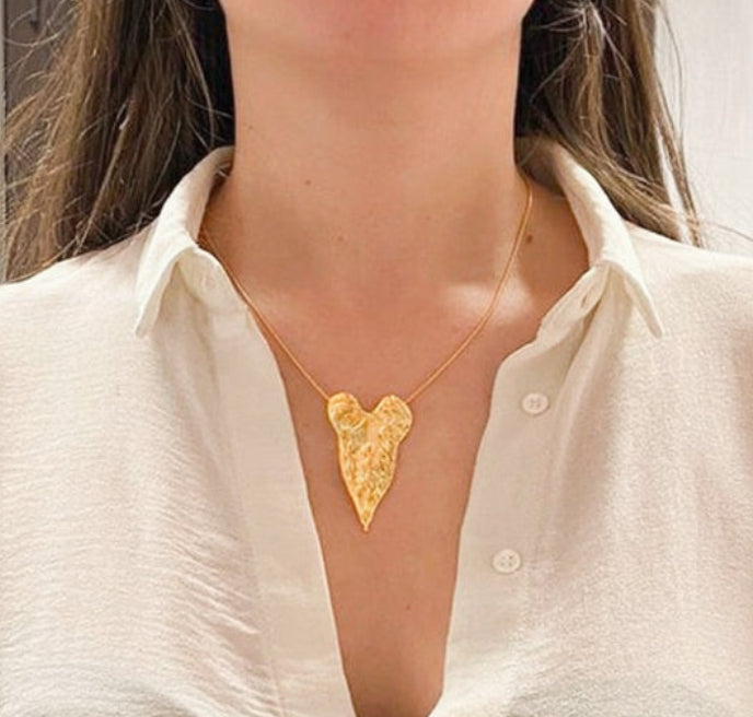 COLLANA CON CIONDOLO DI FOGLIA DI RADICE DI LUCE 85cm