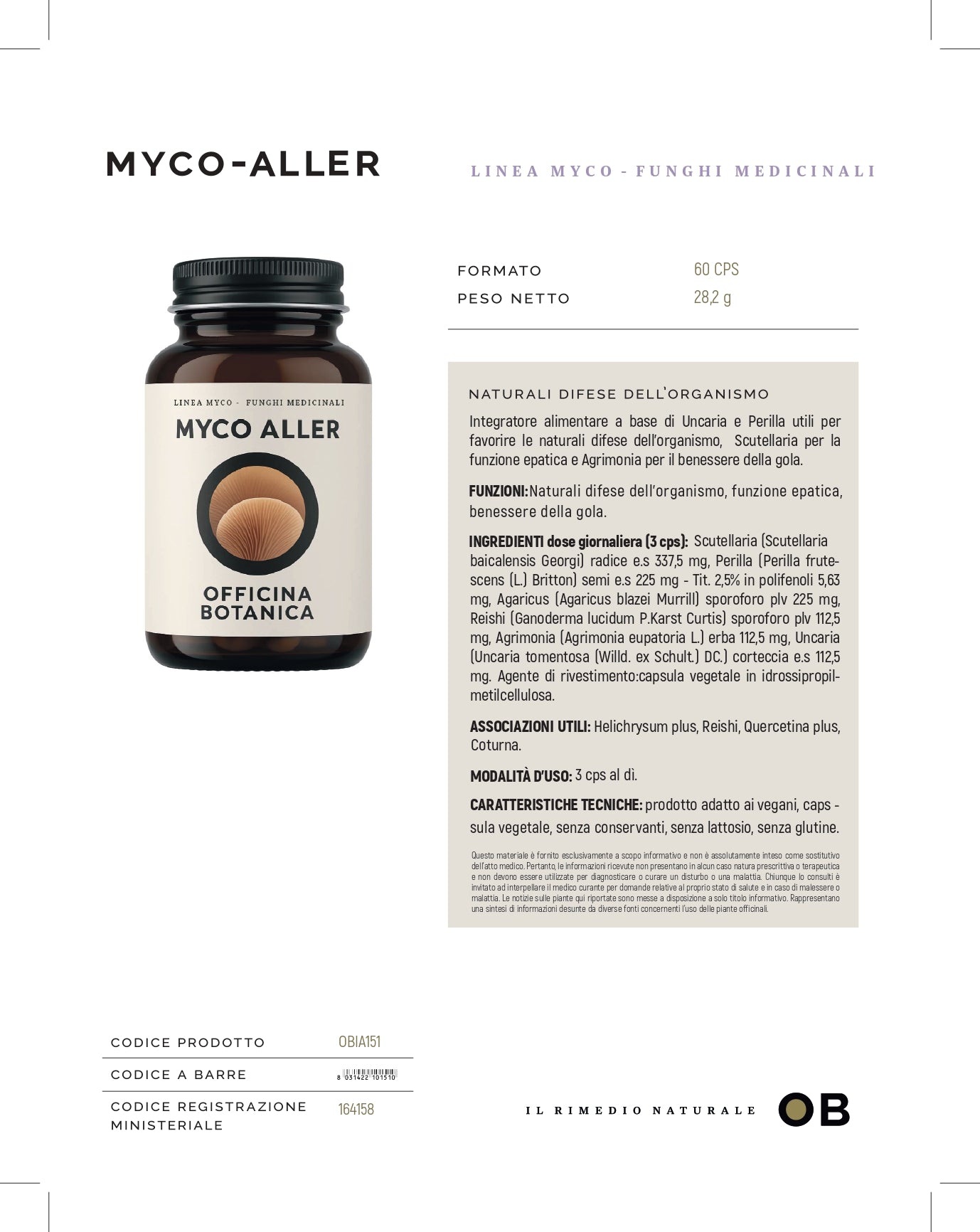Funghi Medicinali Myco Aller 60 Cps